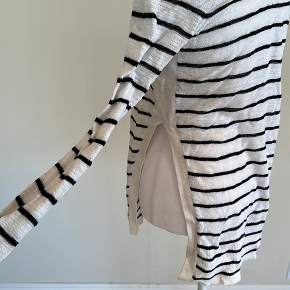 Madewell Sunview Black & White Striped Side-slit Lightweight Sweater Size Small - Picture 7 of 12